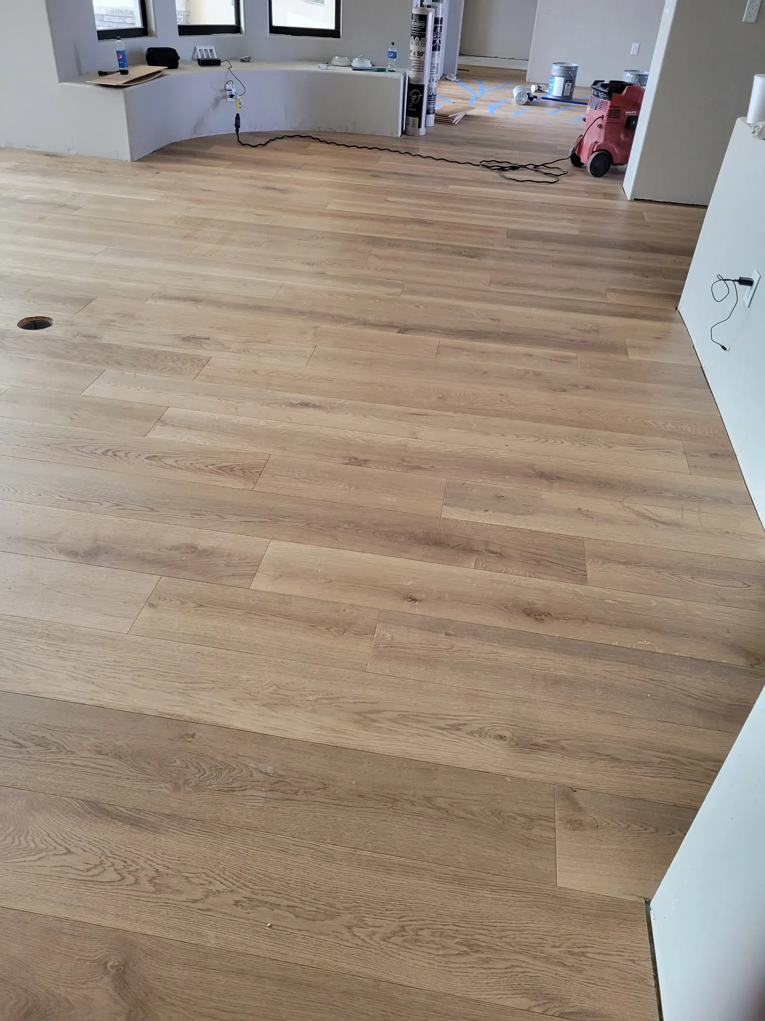 Wide-Plank Floor with Mosaic Tile Inset completed by Shullin Boodoo Carpet Inc.
