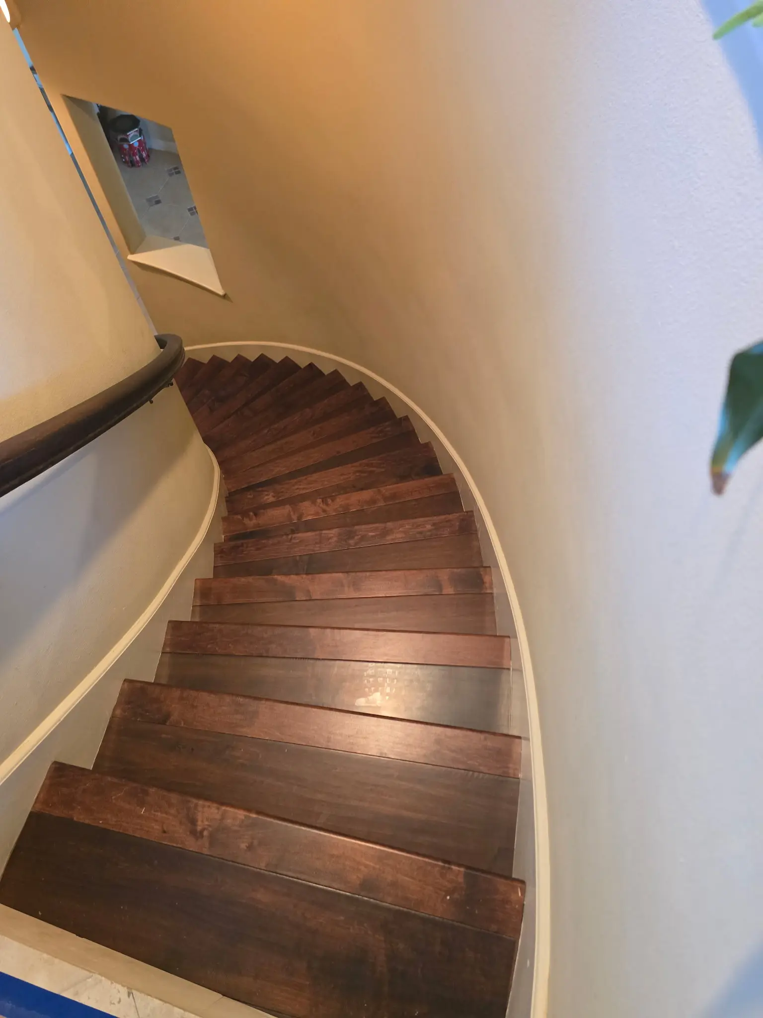 Curved Staircase Wood Treads completed by Shullin Boodoo Carpet Inc.